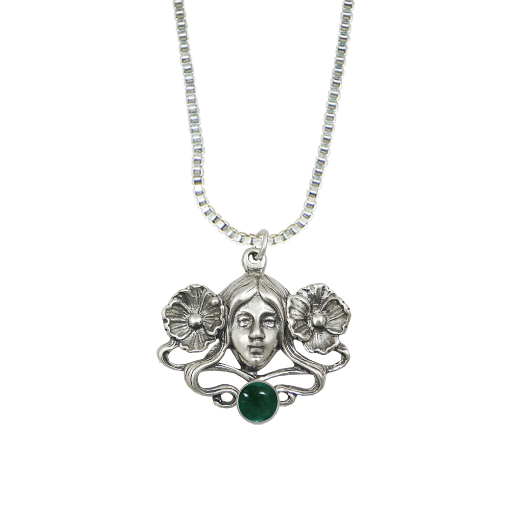 Sterling Silver Woman Maiden of the Garden Pendant With Fluorite